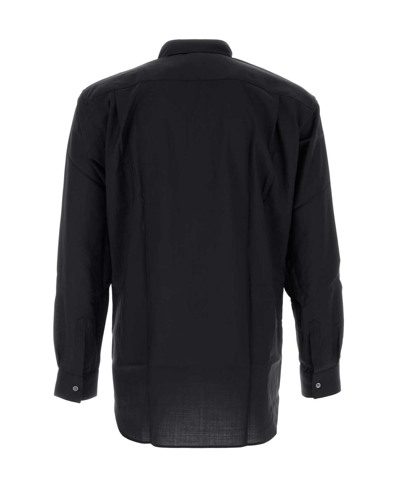 Navy Blue Wool Shirt - 2