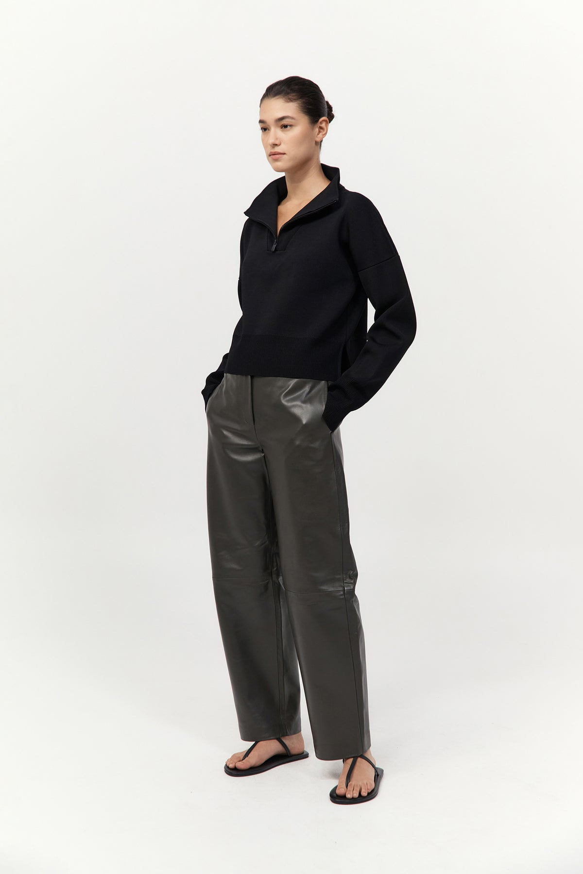 Milano Knit Zip Jumper - Black - 7
