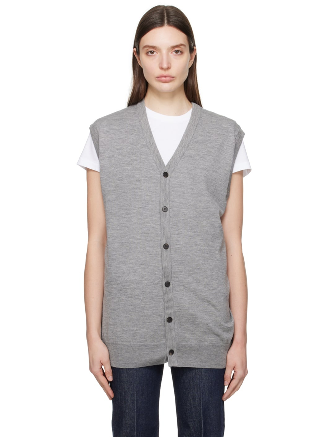【AURALEE】Hard Twist Double Cloth Vest AURALEE Gray Hard Twist Vest | REVERSIBLE