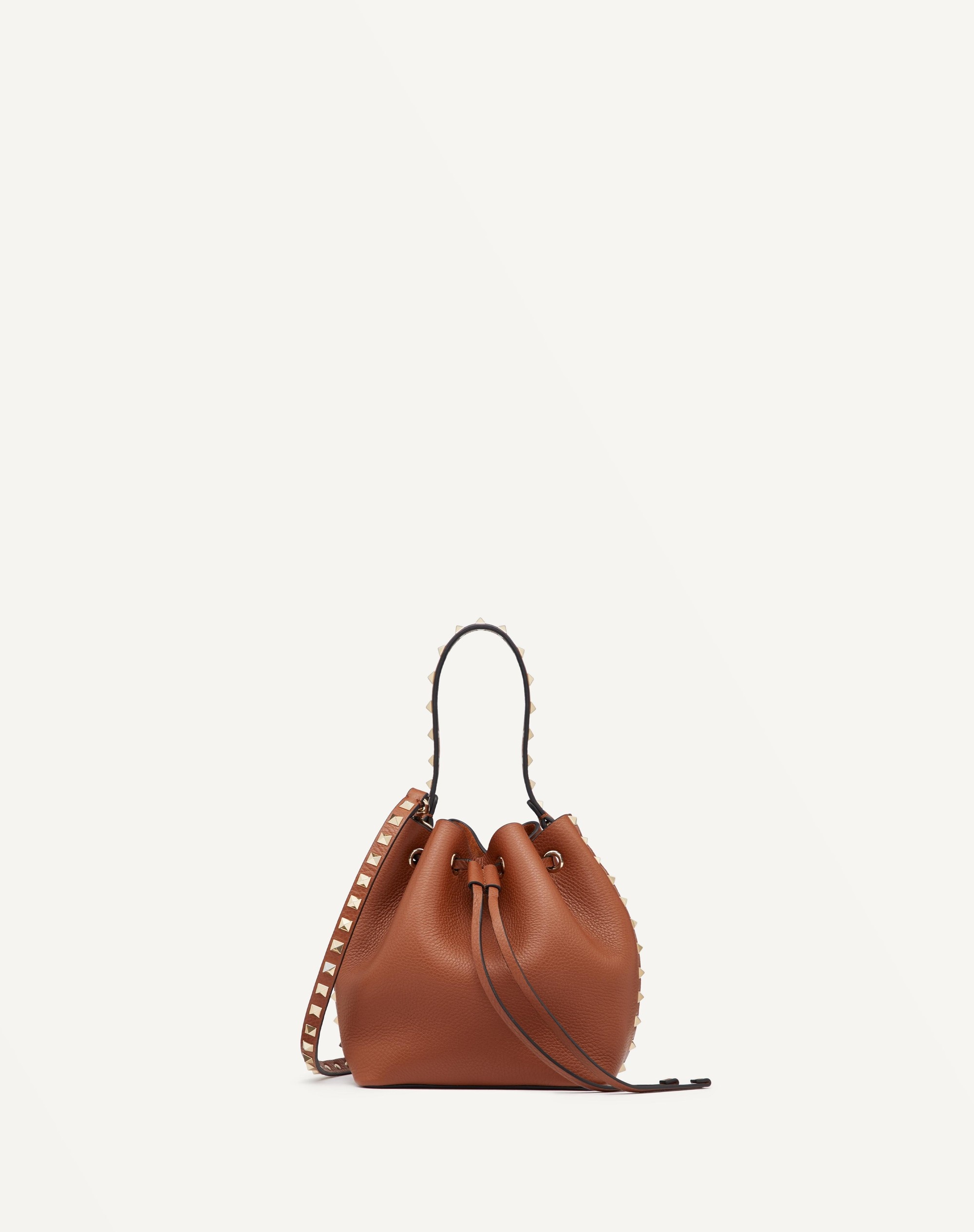 ROCKSTUD GRAINY CALFSKIN BUCKET BAG - 1