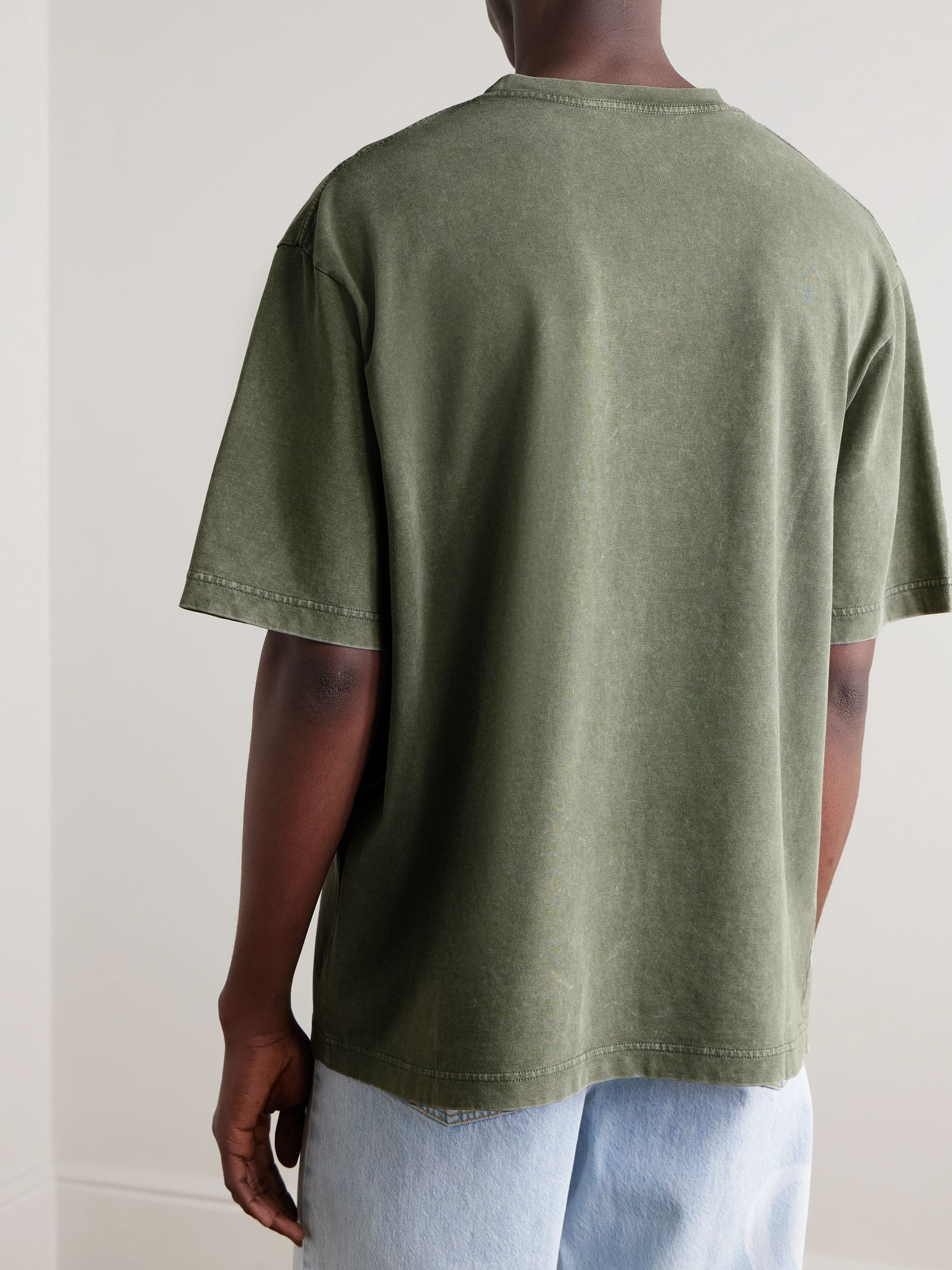 Logo-Print Cotton-Jersey T-Shirt Green - 3