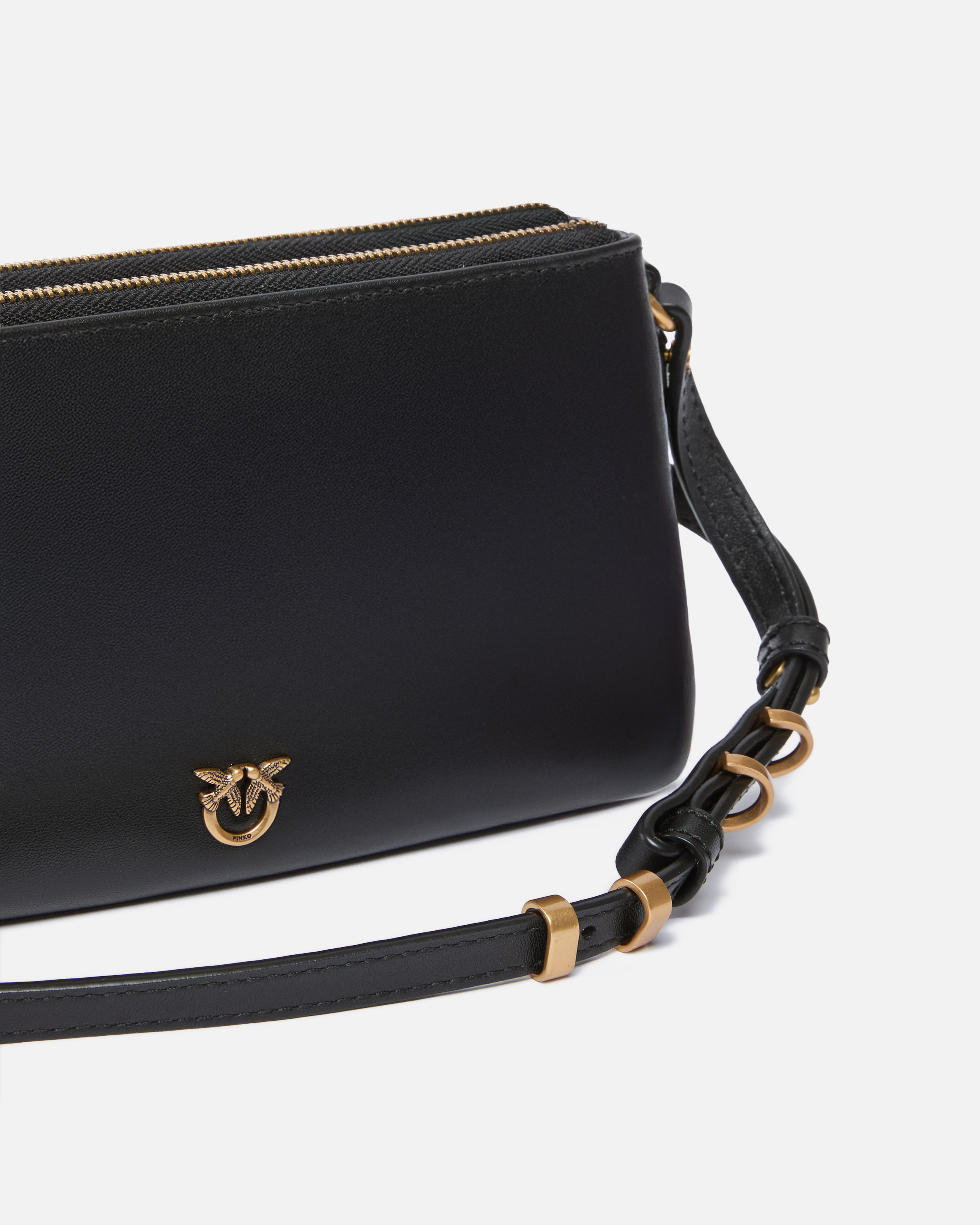 LEATHER MINI DOUBLE BAG WITH SHOULDER STRAP - 3
