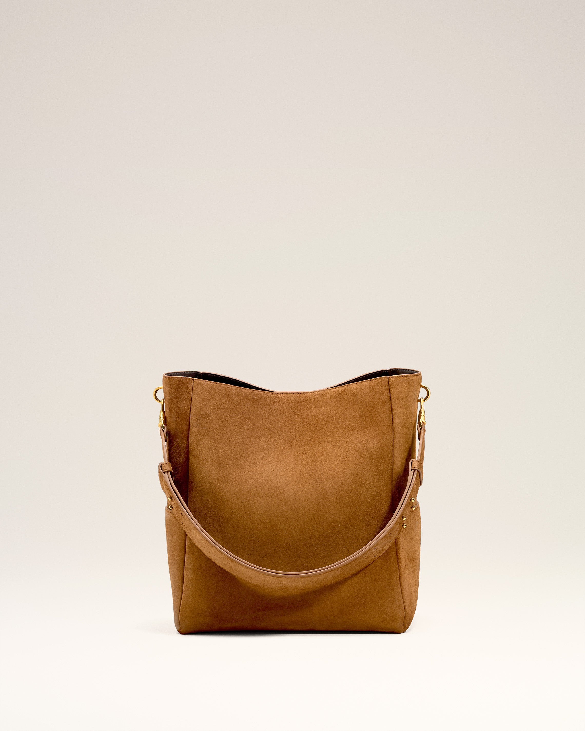 BROWN SMOOTH LEATHER CARROUSEL BUCKET BAG - 5