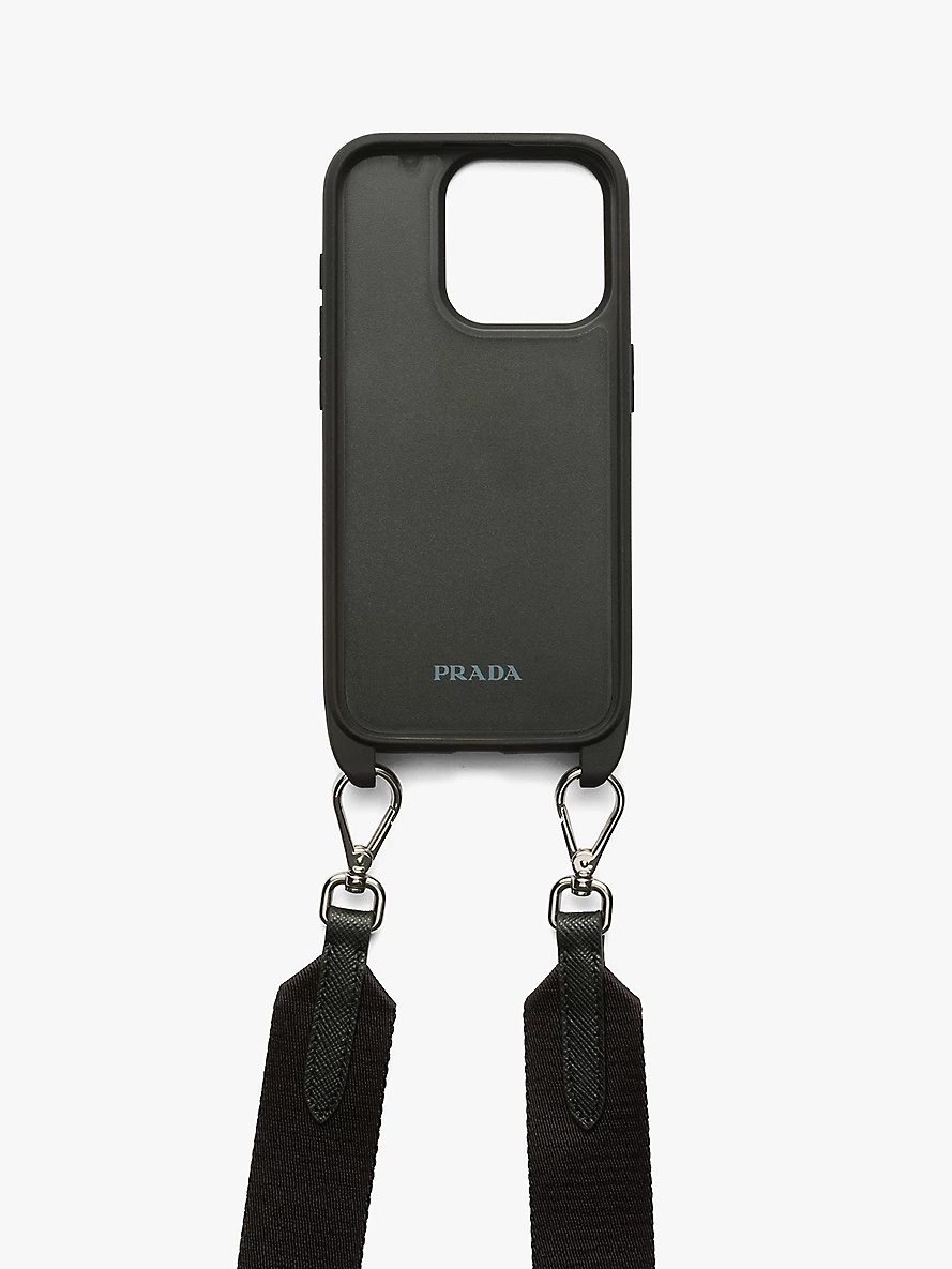 Logo-plaque leather iPhone 15 case - 2