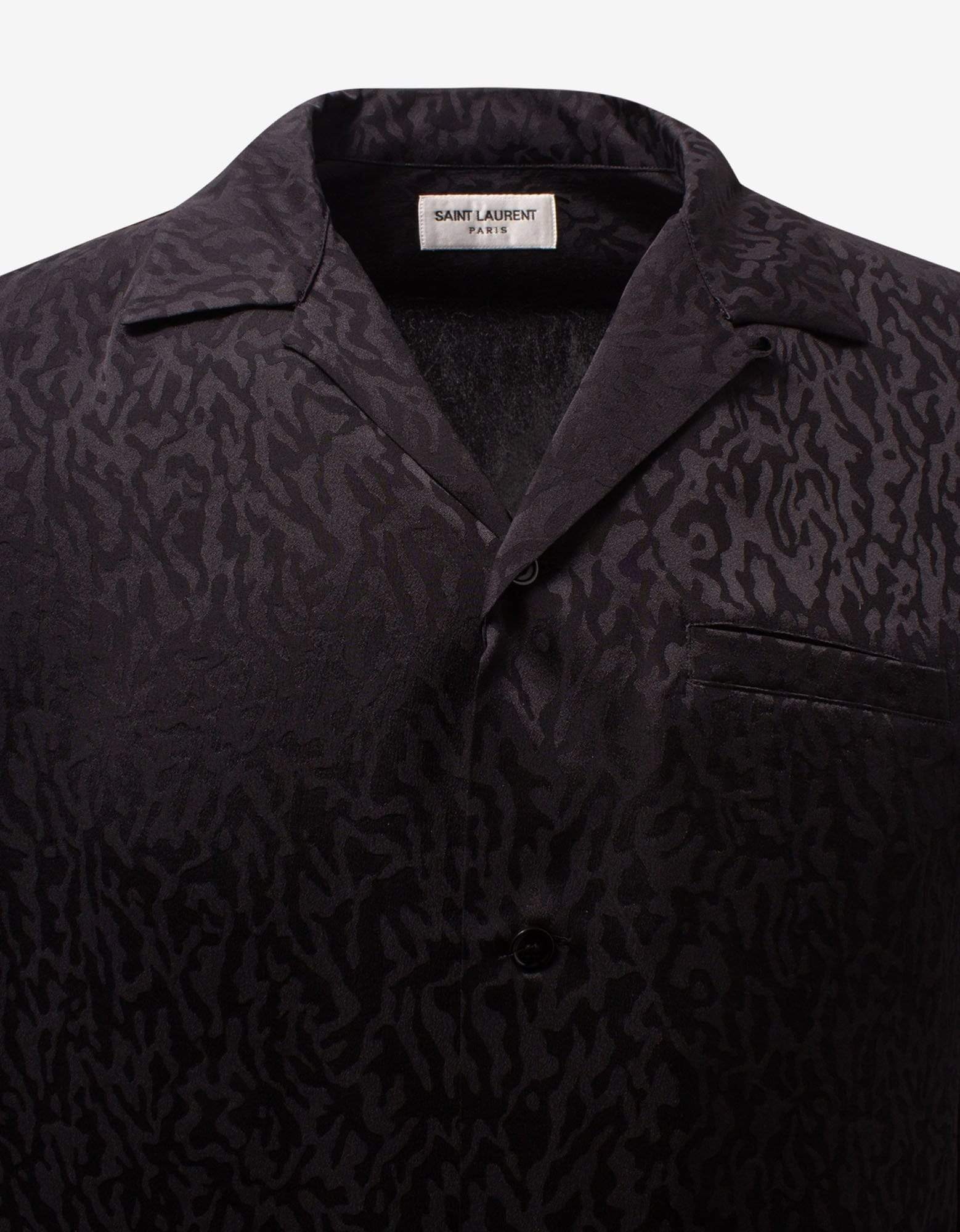 Black Camo Jacquard Silk Shirt - 5