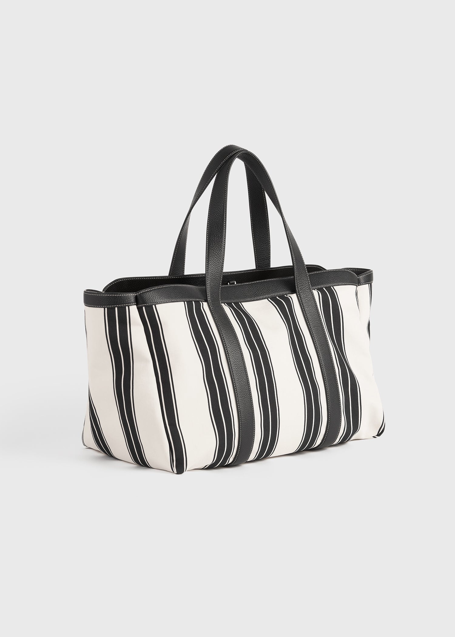 Striped canvas tote white/black - 7