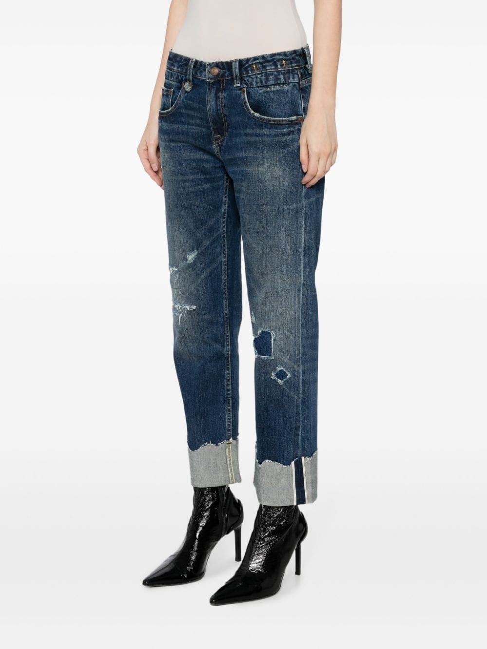 ripped-detail straight-leg jeans - 4