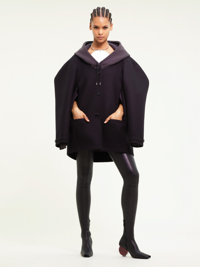 courrèges OVERSIZED COAT COCOON WOOL SHORT outlook