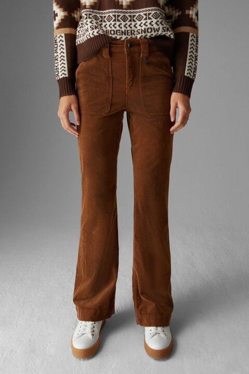 Devin Flared fit corduroy pants in Brown 2
