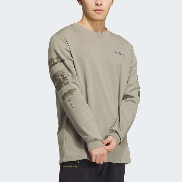 adidas x National Geographic Aeroready Graphic Long Sleeve Tee 'Silver Pebble' IS9509 - 2