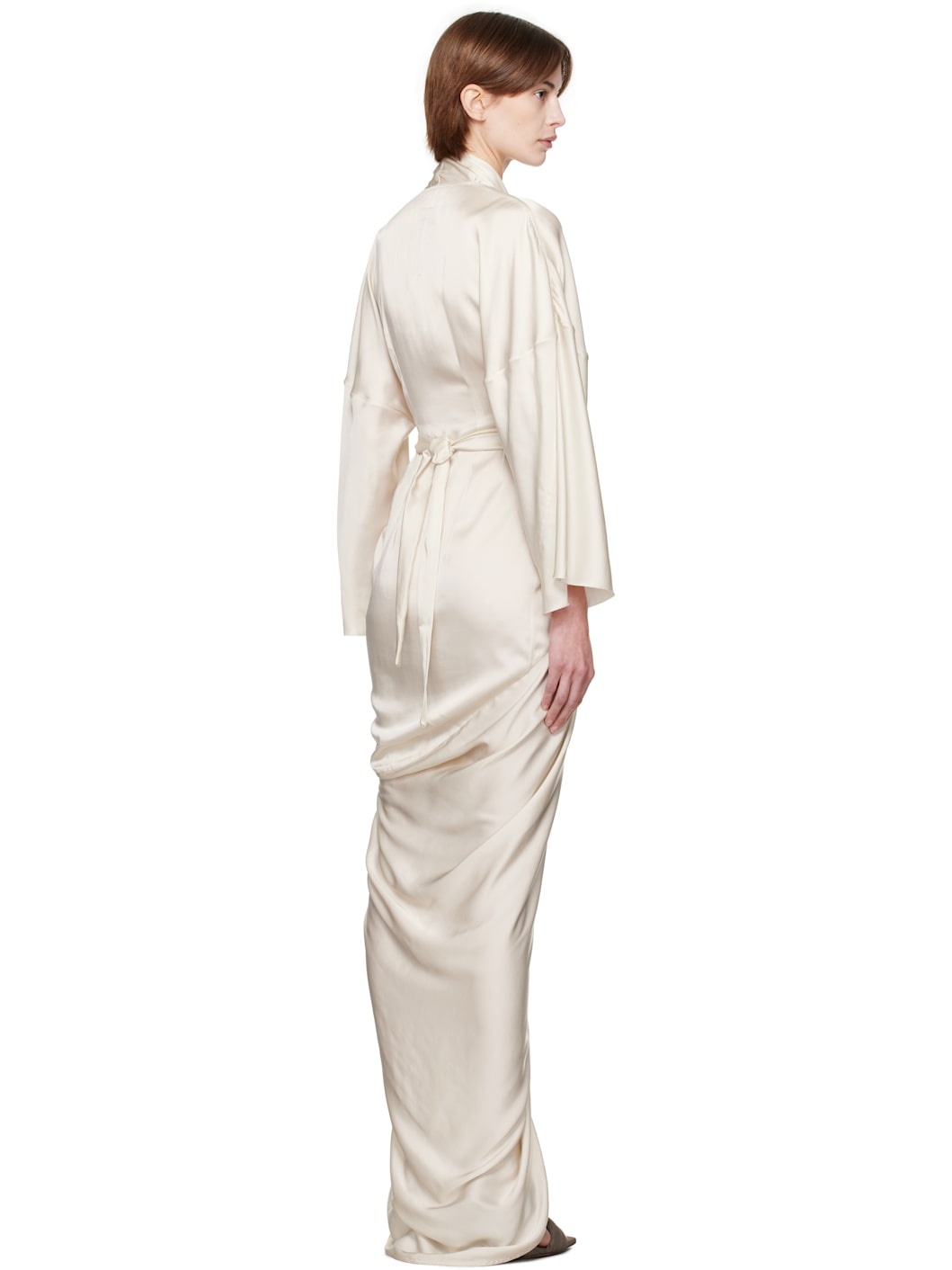 Off-White Hollywood Wrap Gown Maxi Dress - 3