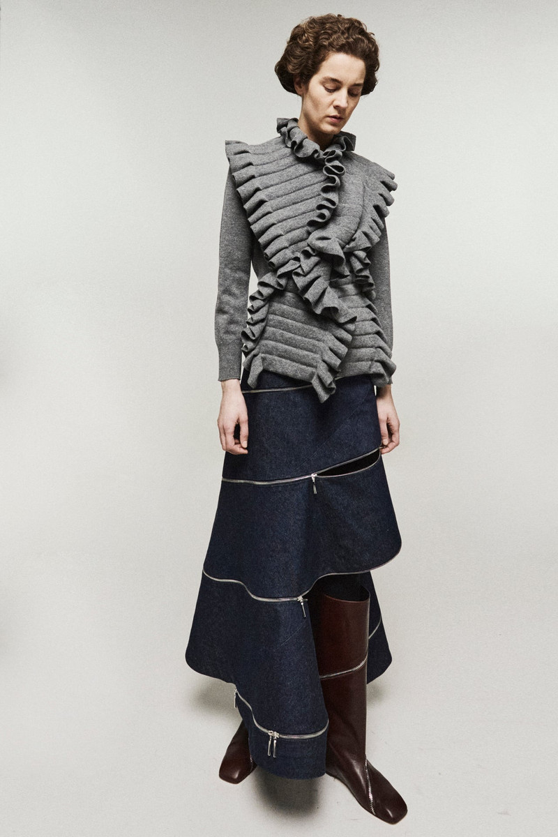 KNITTED JUMPER WITH FRONT PANELS MID GREY MELANGE 2