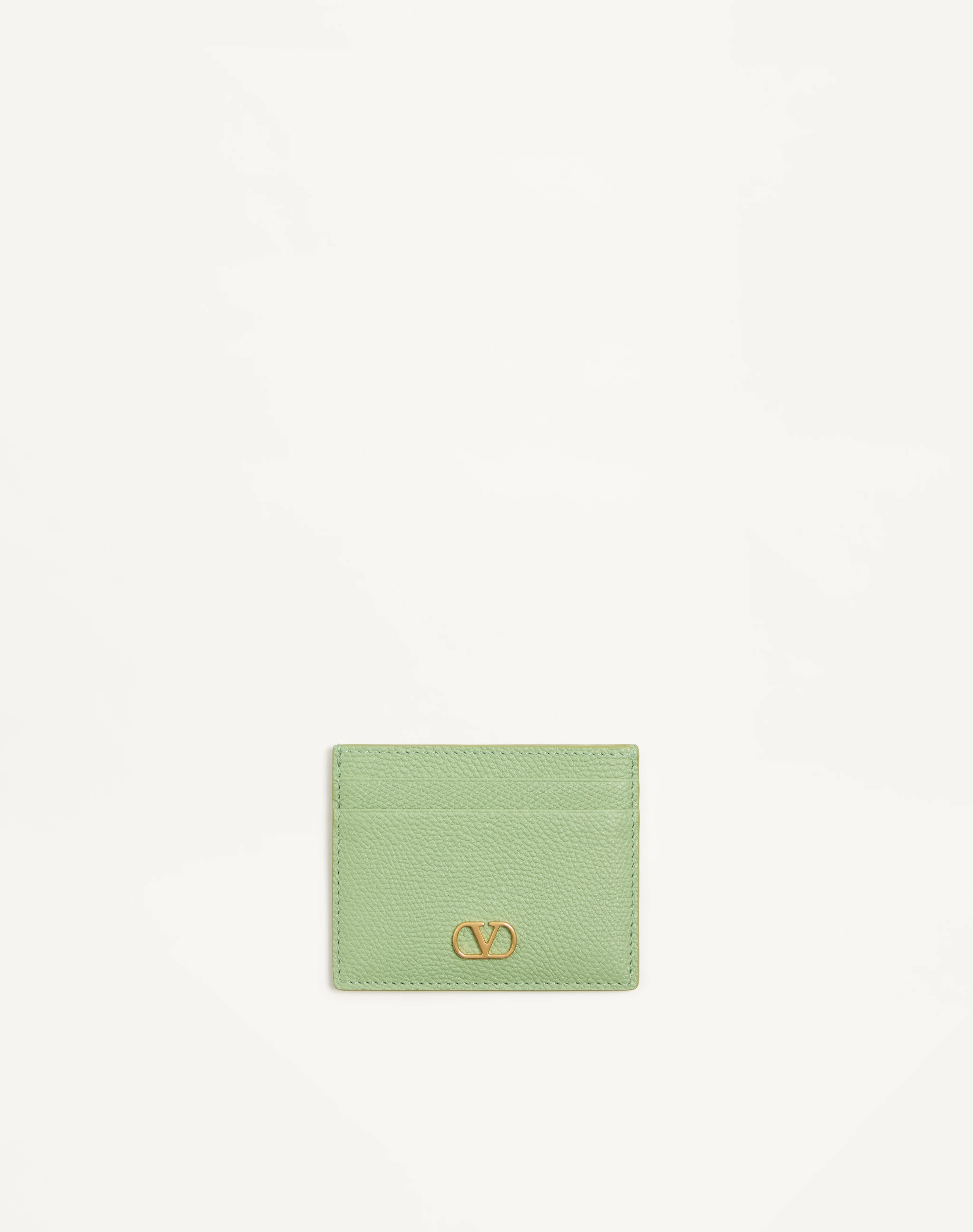 VLOGO SIGNATURE GRAINY CALFSKIN CARD HOLDER - 1