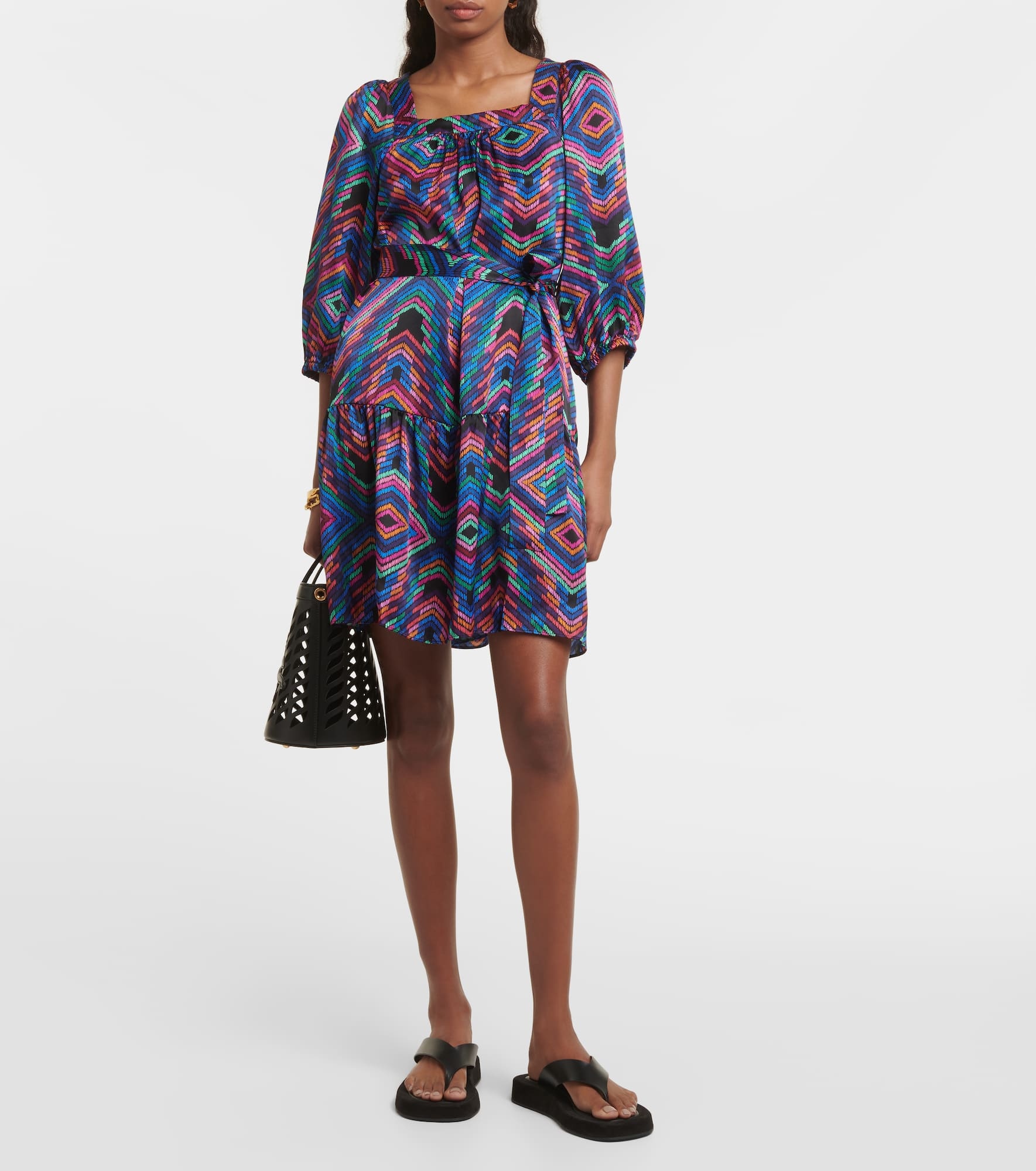 Nightclub printed satin minidress - 2