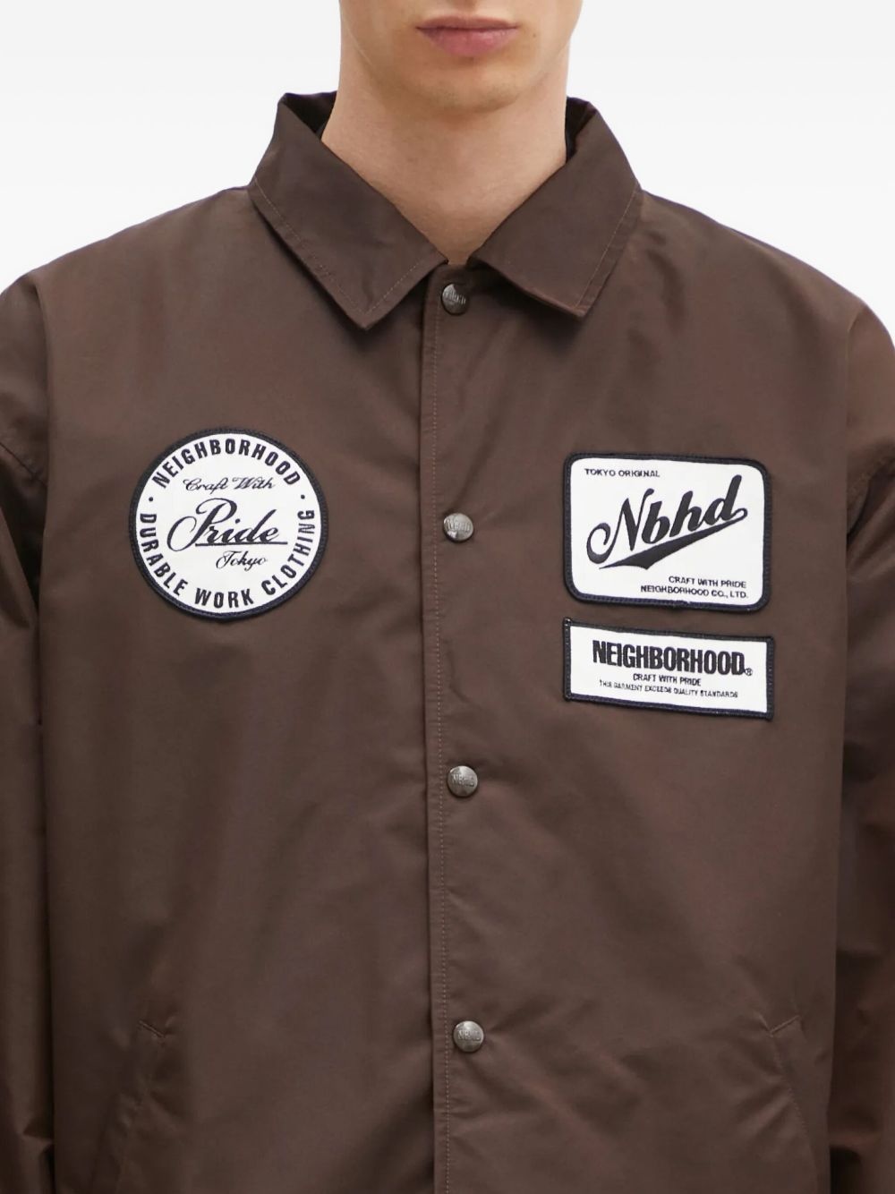 logo-patch shirt jacket - 4