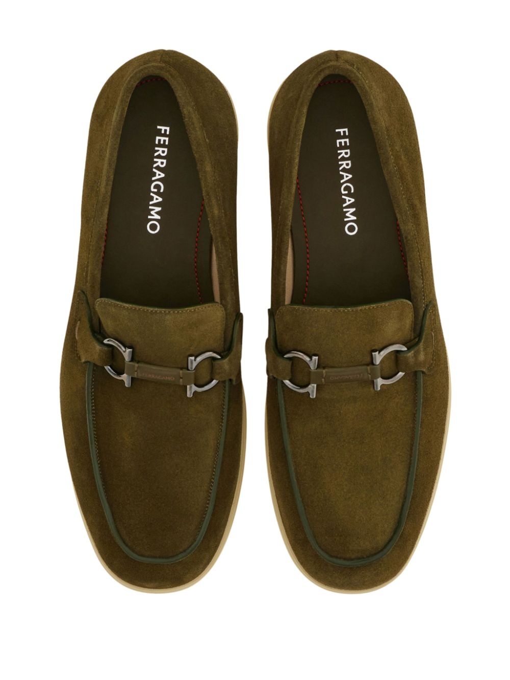 Gancini-plaque suede loafers - 3