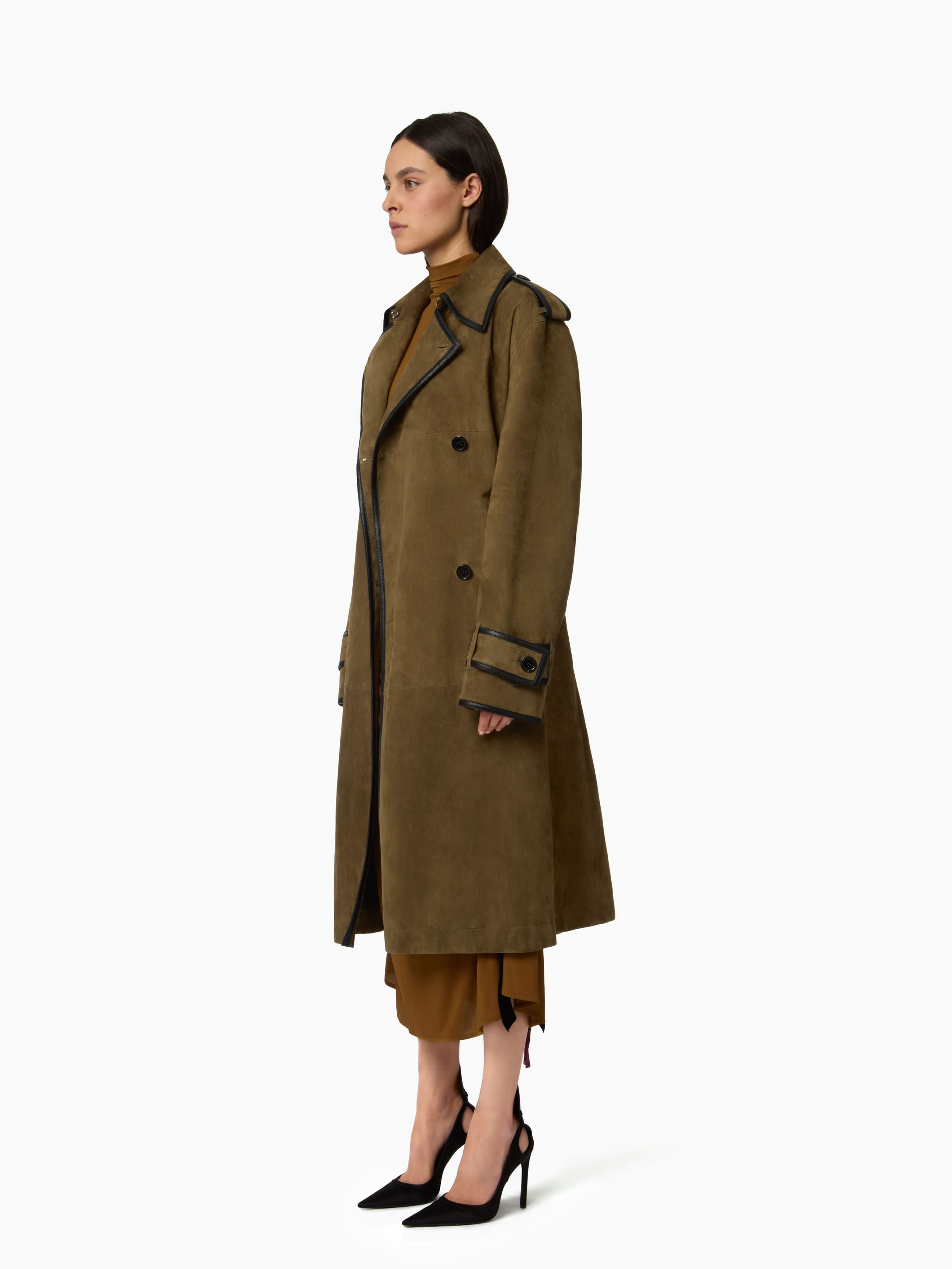 Belted Suede Leather Trench - 2