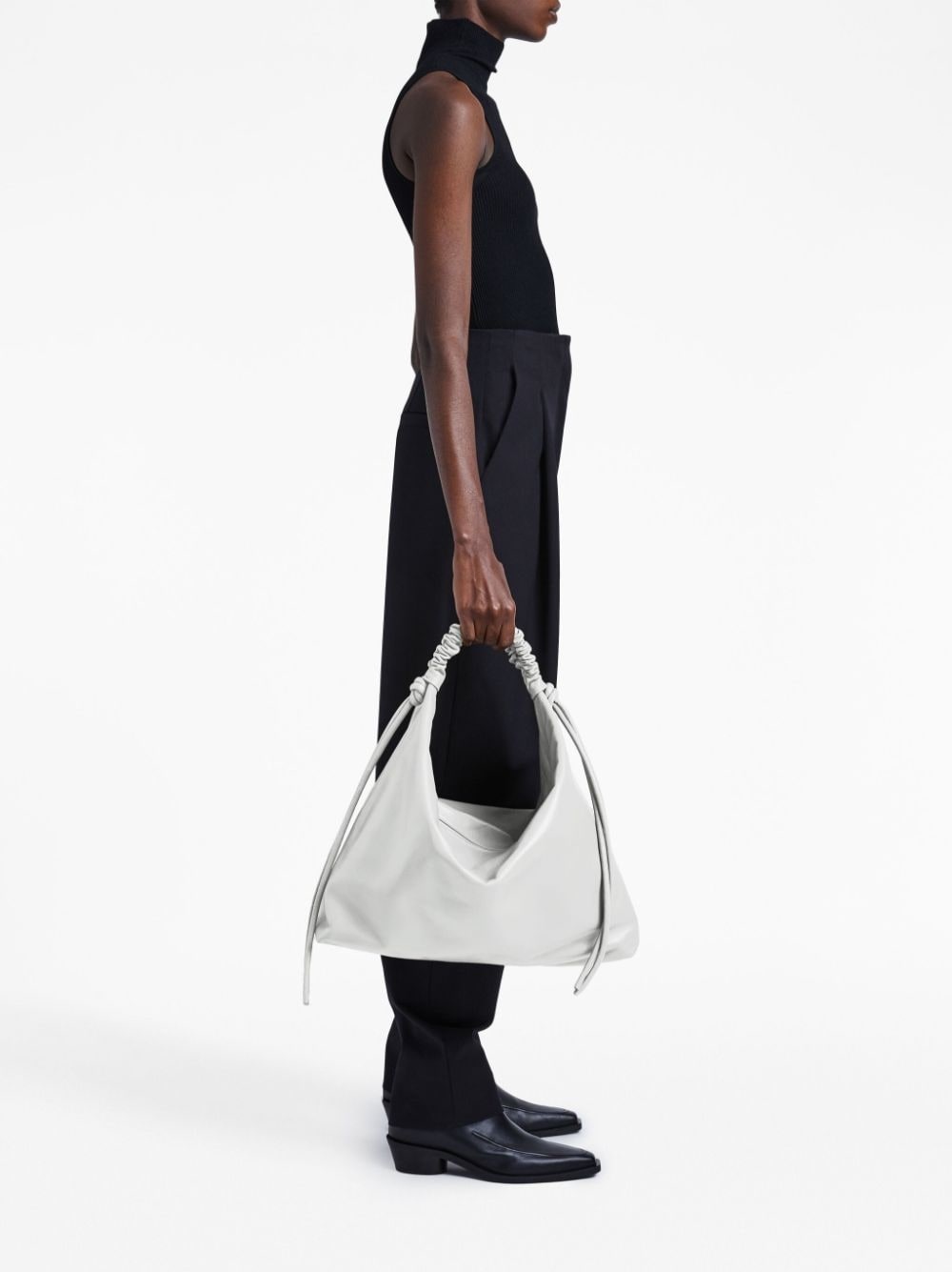 large Drawstring leather shoulder bag - 2