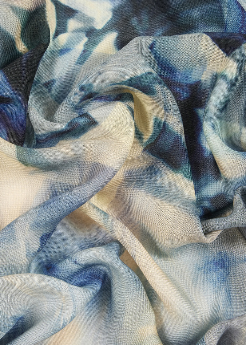 Blue 'Painted Photograph' Scarf 5