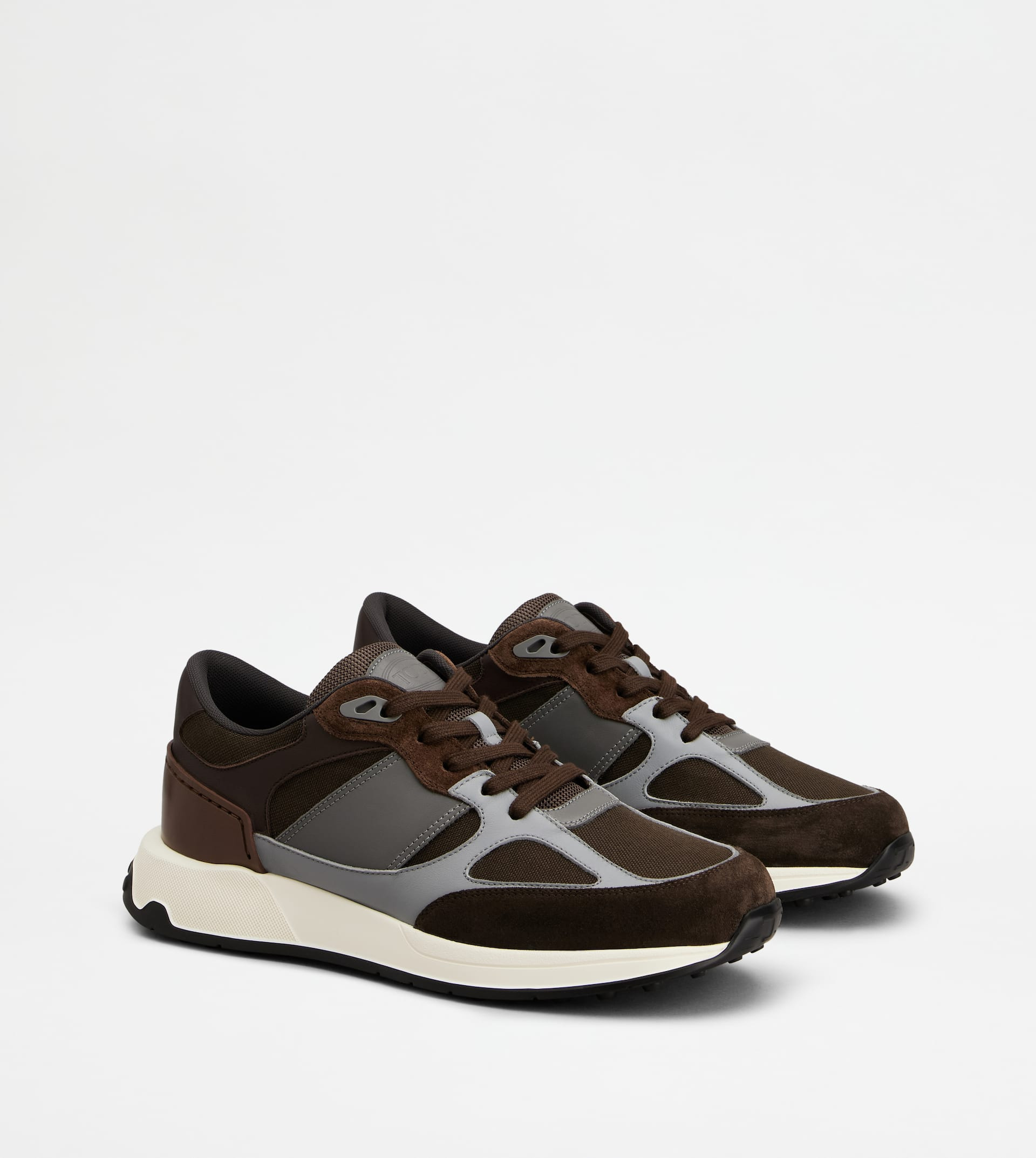 SNEAKERS IN SUEDE AND SMOOTH LEATHER - BROWN, GREY - 2