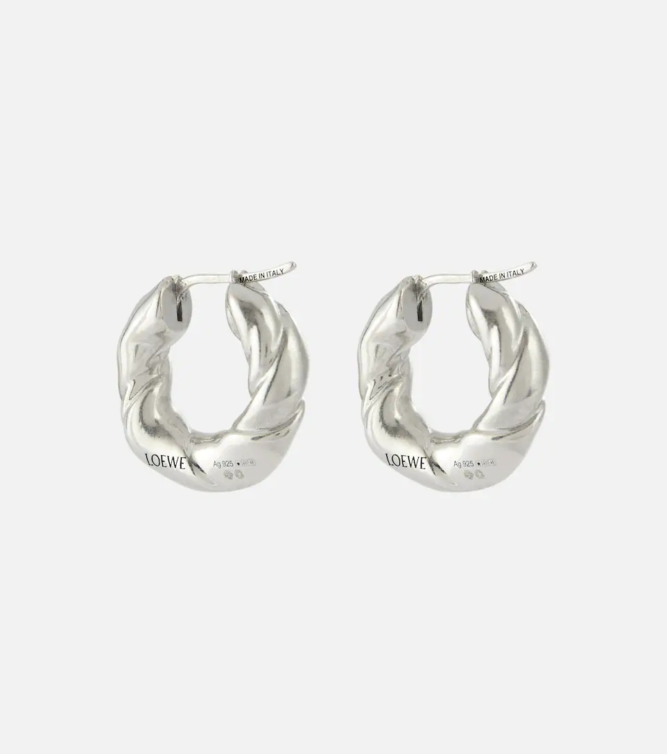 Twisted sterling silver hoop earrings - 5