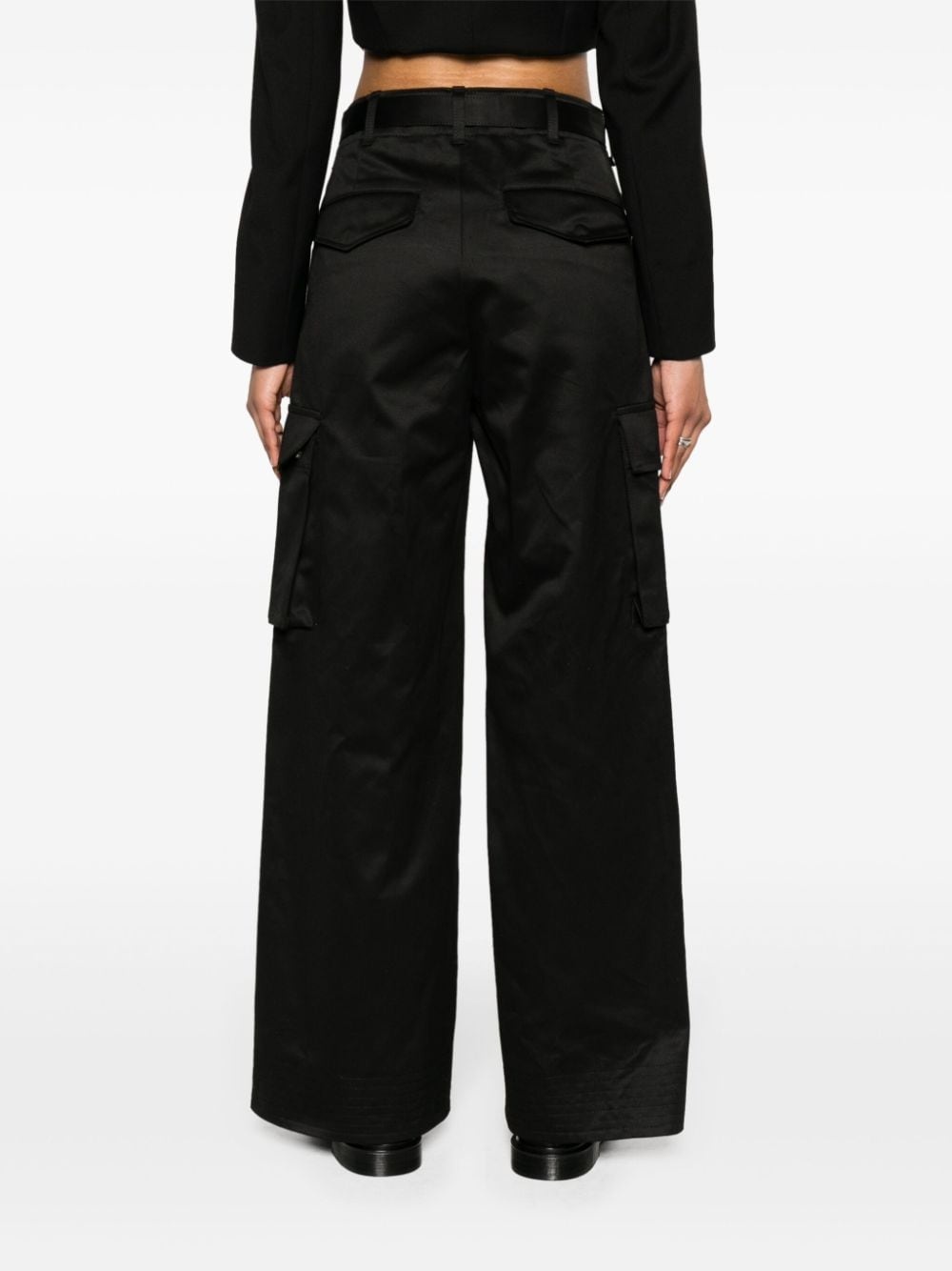 belted wide-leg cargo trousers - 4