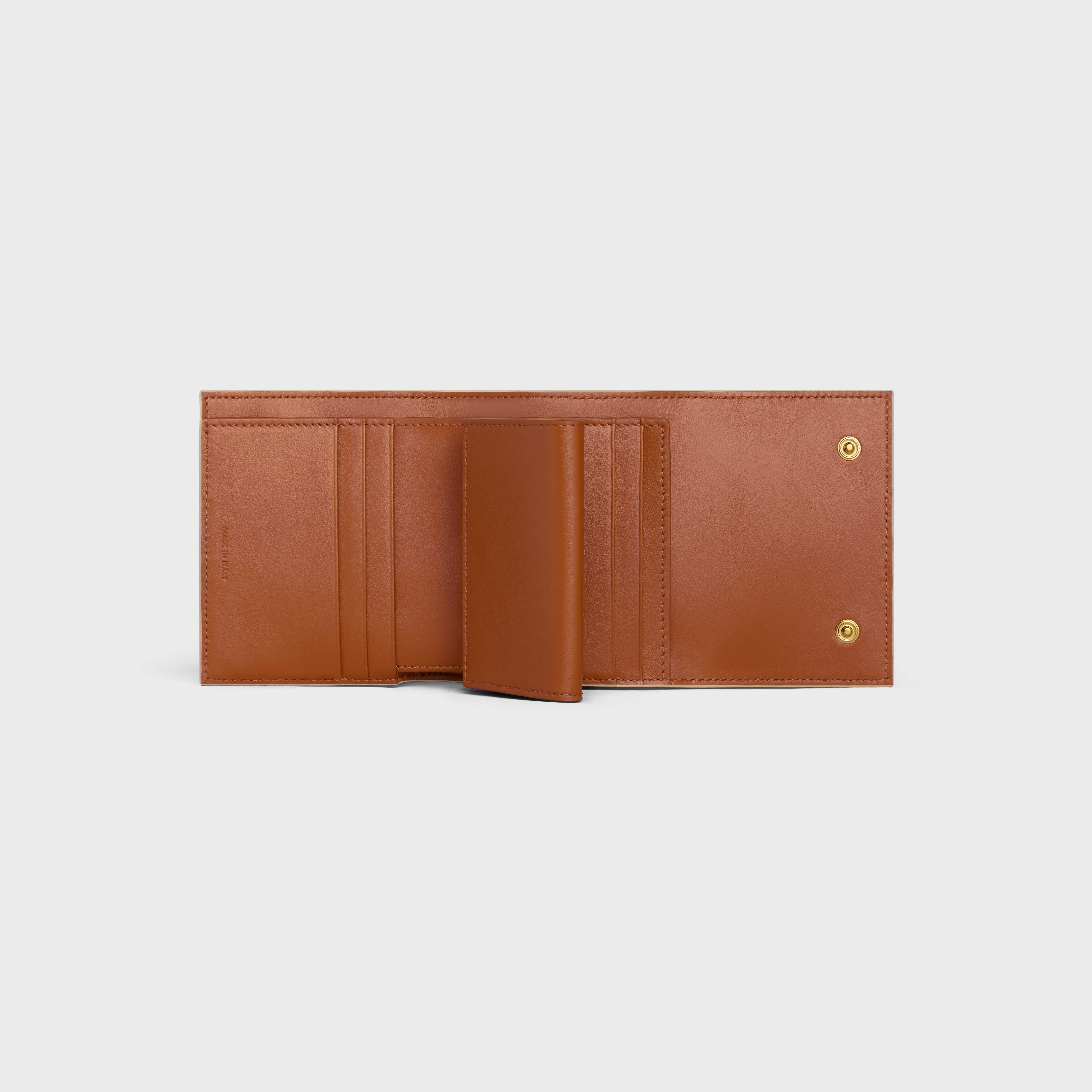 Small Trifold wallet in Triomphe Canvas and Lambskin - 4
