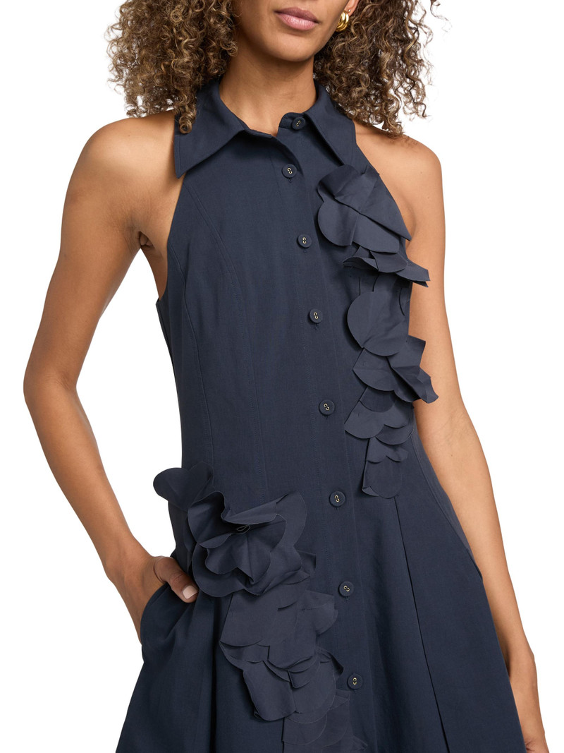 Women's Donna Cotton-Blend Mini-Shirtdress - Navy 6