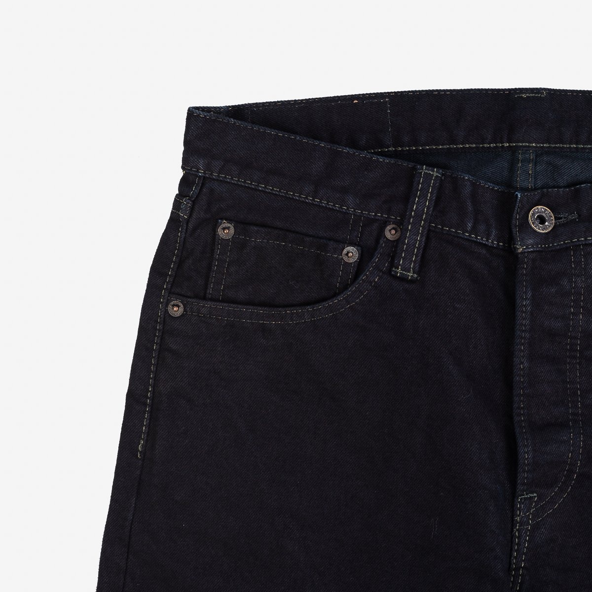 IH-666S-142od 14oz Selvedge Denim Slim Straight Cut Jeans - Indigo Overdyed Black - 6