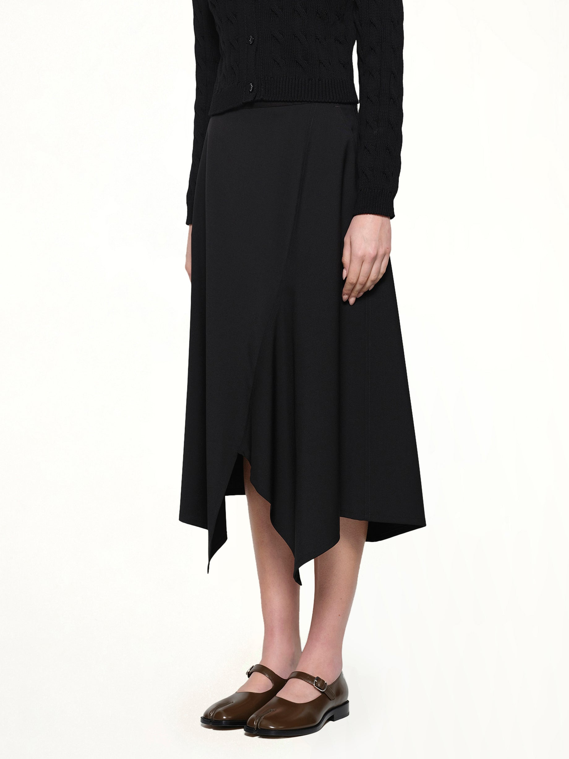 Asymmetric Skirt in Black - 3