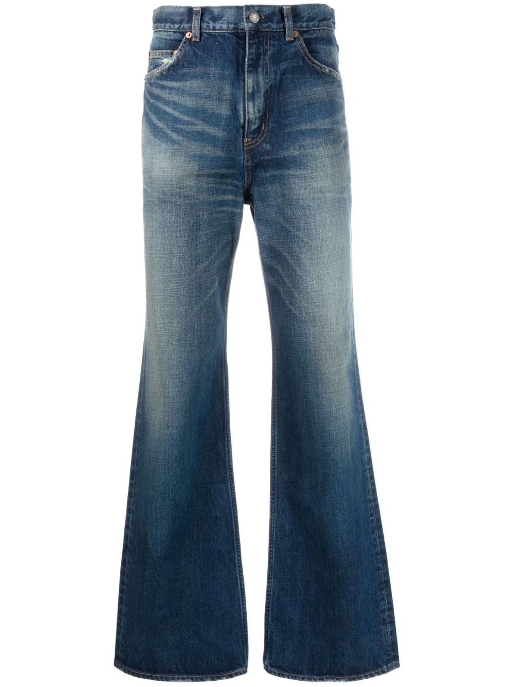 70's whiskering-effect bootcut jeans - 1