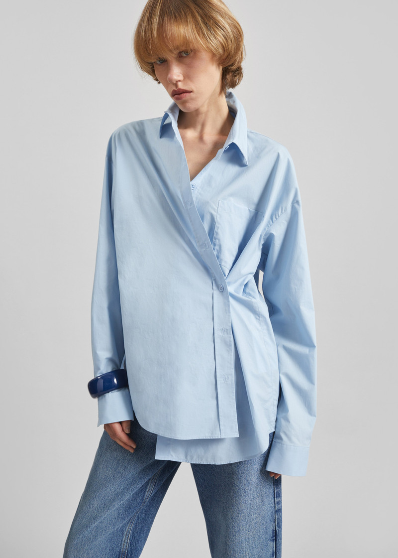 The Frankie Shop Ornella Side Button-Up Shirt - Light Blue outlook