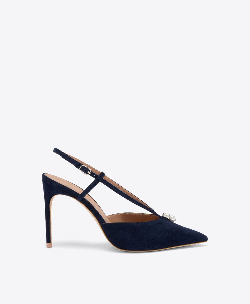Moore 90 Navy Suede Slingbacks 1