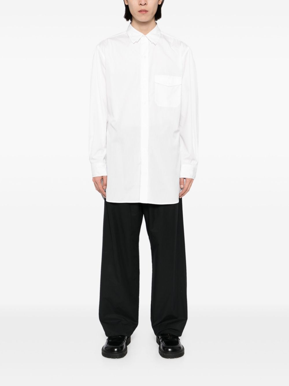 chest button fastening pocket shirt - 2
