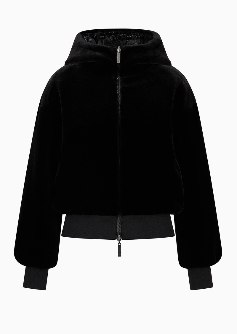 Faux-fur reversible blouson with hood and zip 1