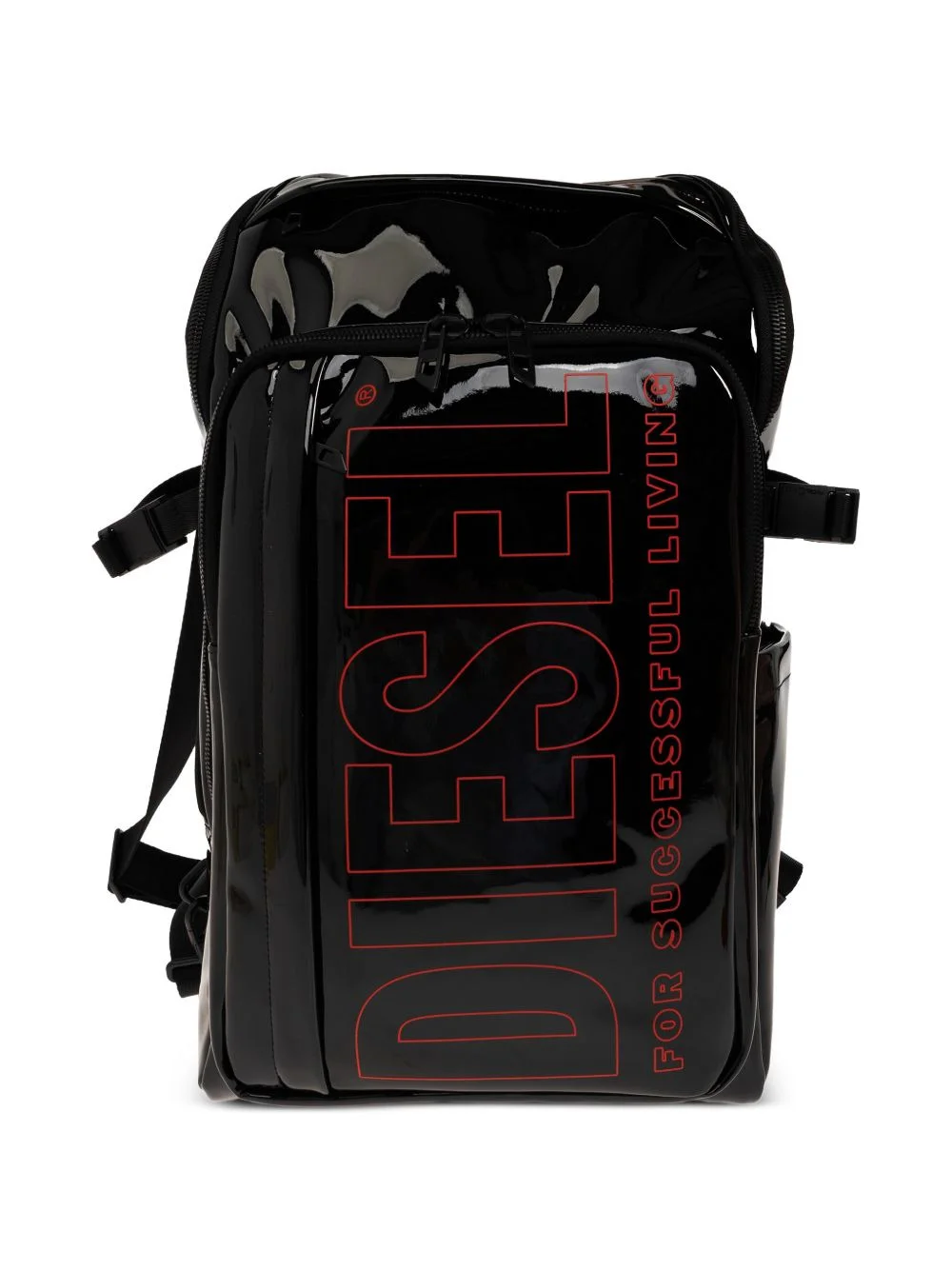patent-finish logo-print backpack - 1