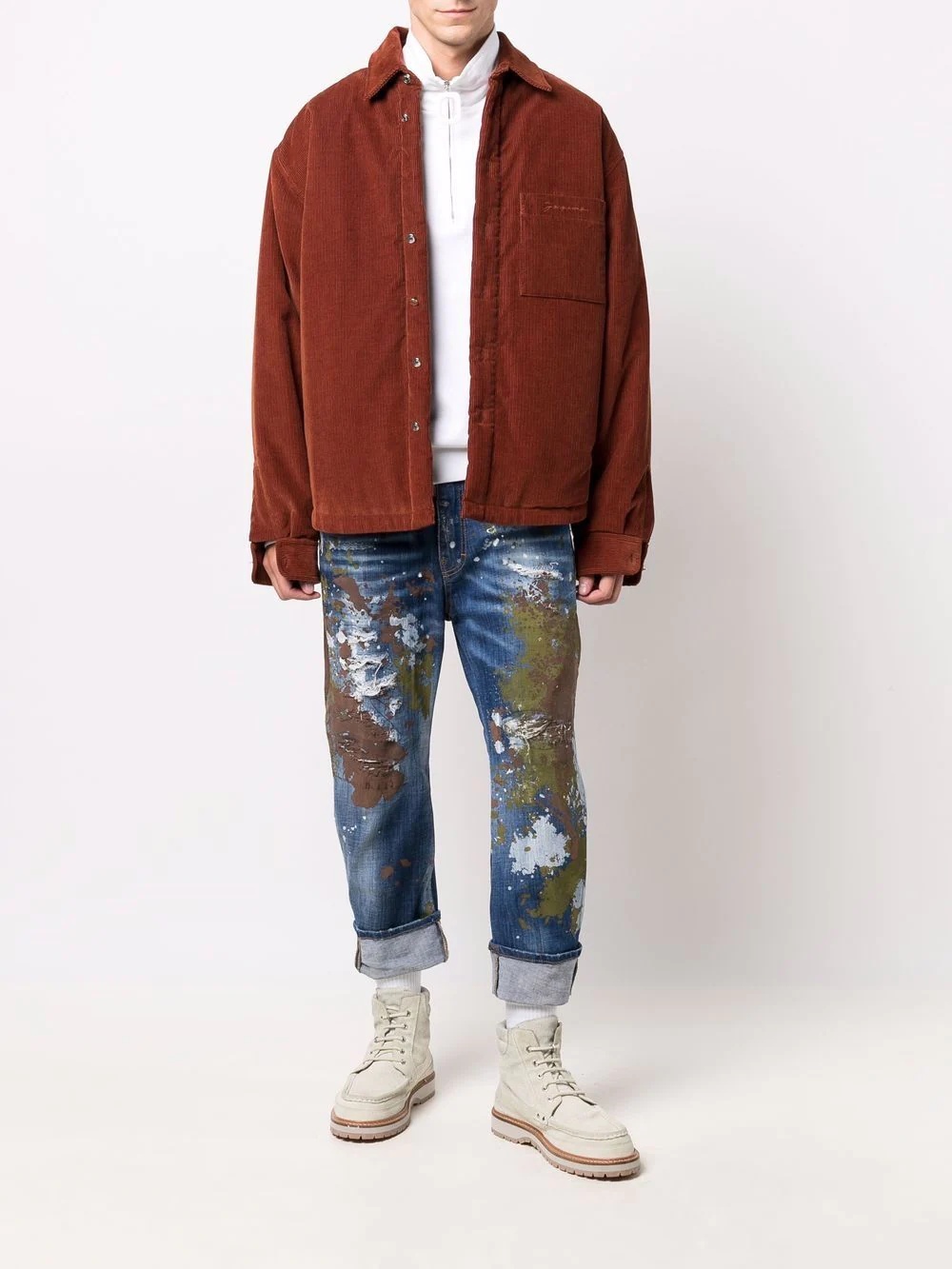 paint-splatter cropped jeans - 2