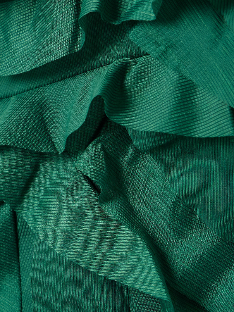 Allairie Strapless Ruffled Shirred Faille Gown 4