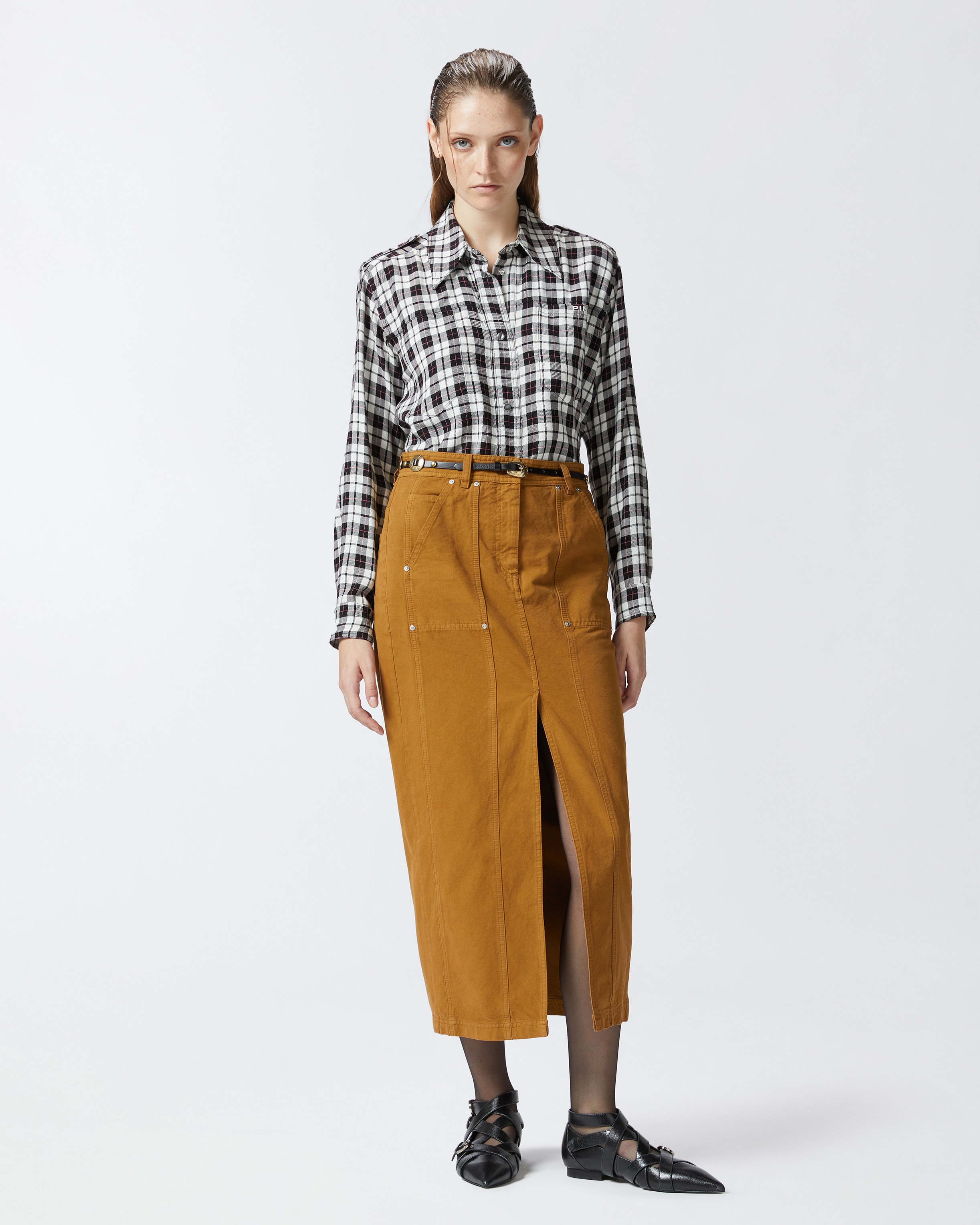 LONG COTTON WORKWEAR SKIRT - 2