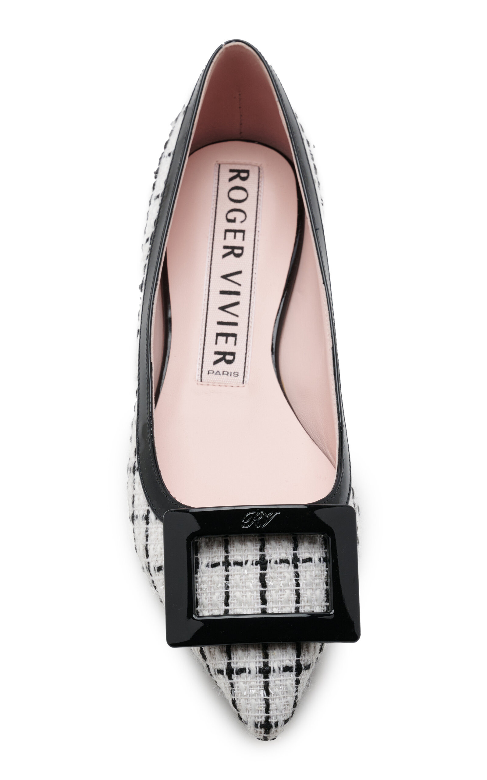 Gommettine Patent Leather-Trimmed Tweed Flats black/white - 4