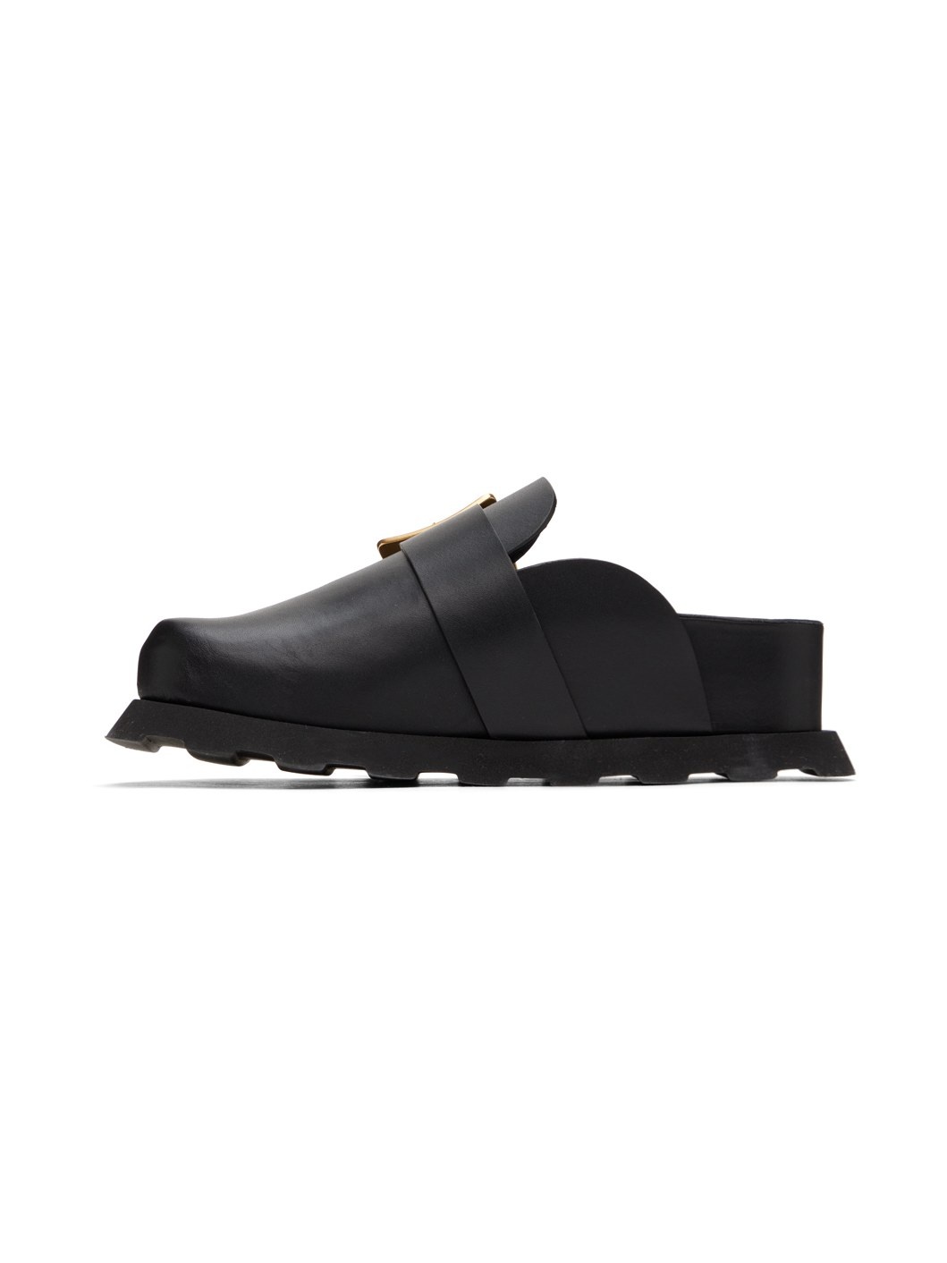 Black Buckle Mules - 3