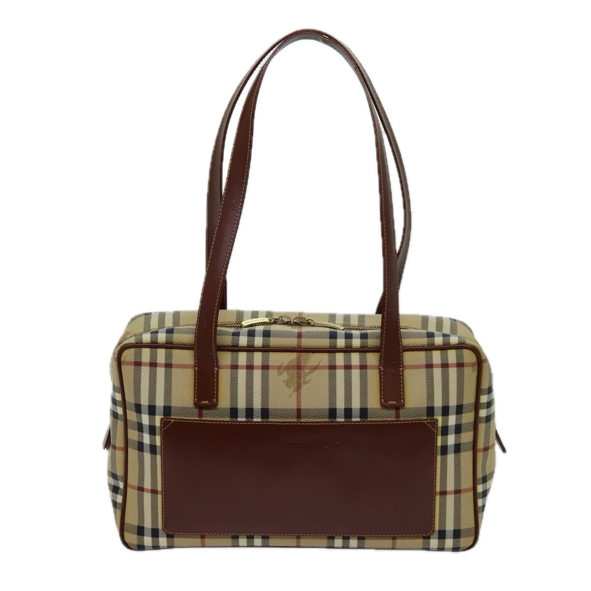 Burberry Nova Check Shoulder Bag Pvc Leather Beige - 13