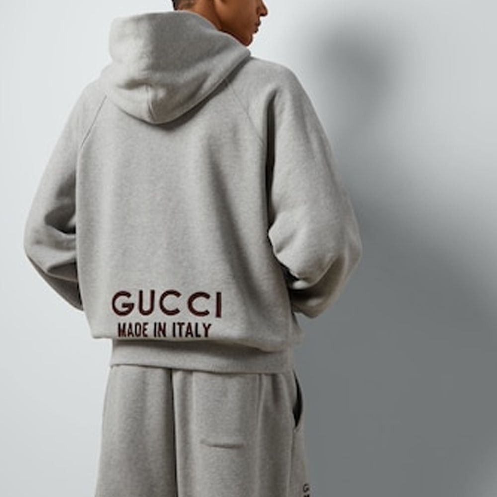 Gucci Cotton Hooded Sweatshirt With Print 'Grey' 768454-XJF3Y-1230 - 2