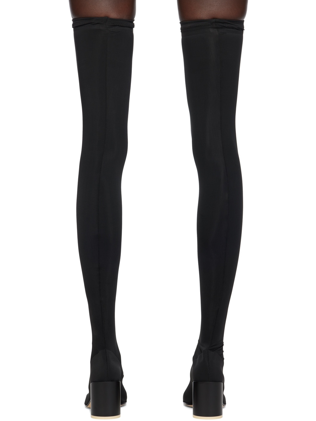 Black Thigh-High Sock Boots - 2