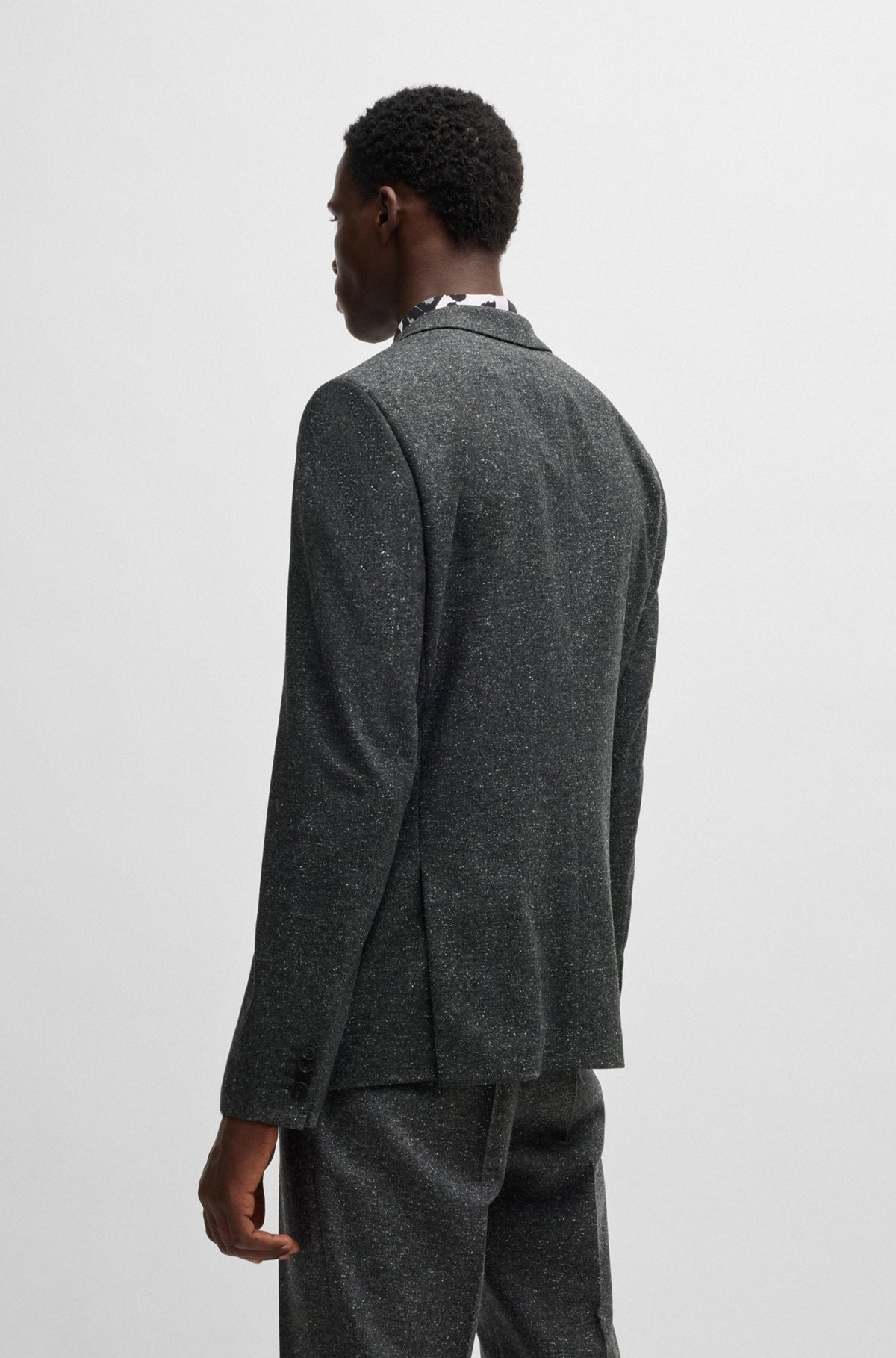 SLIM-FIT SUIT IN MICRO-PATTERNED WOOL - 3