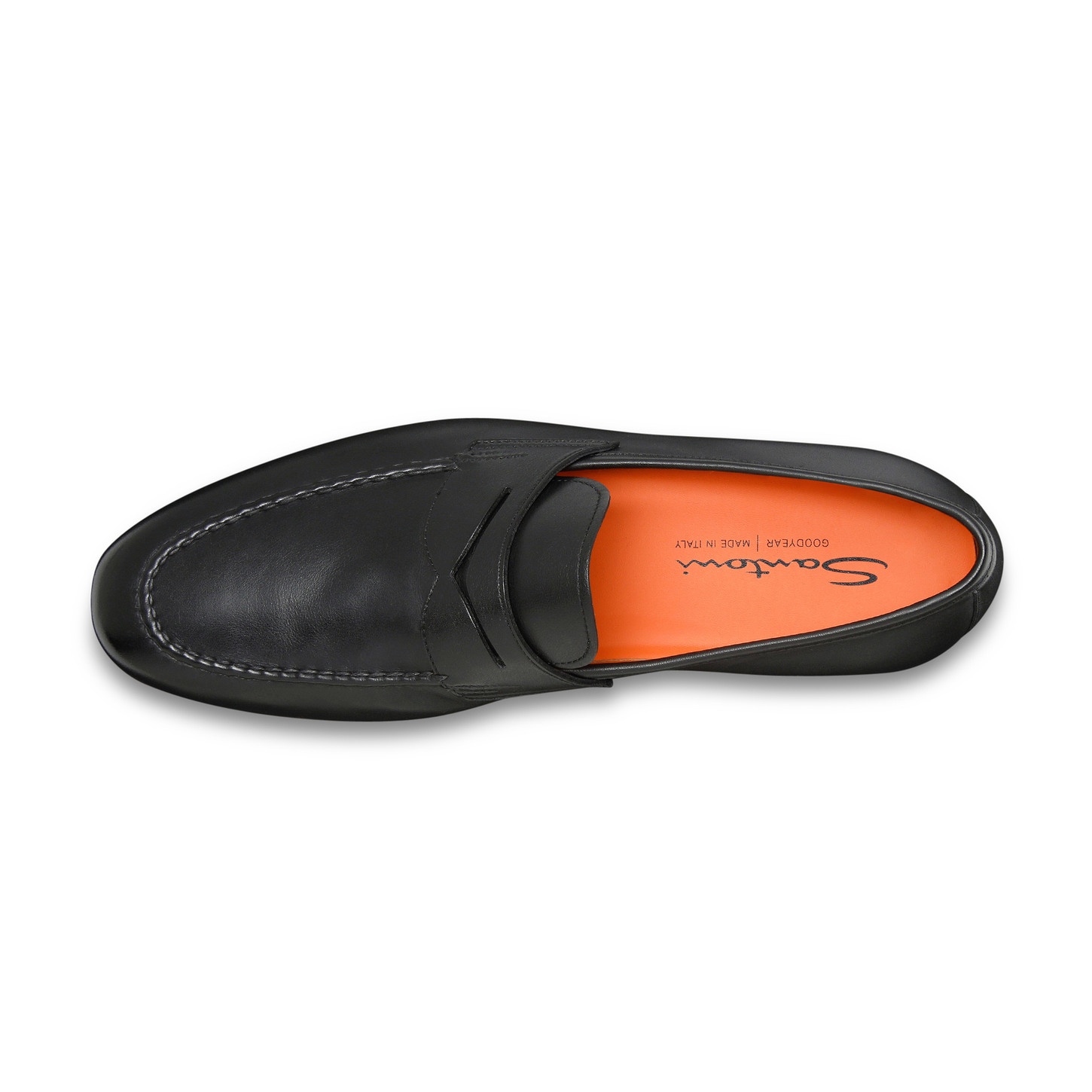 Men's polished black leather penny loafer - 5