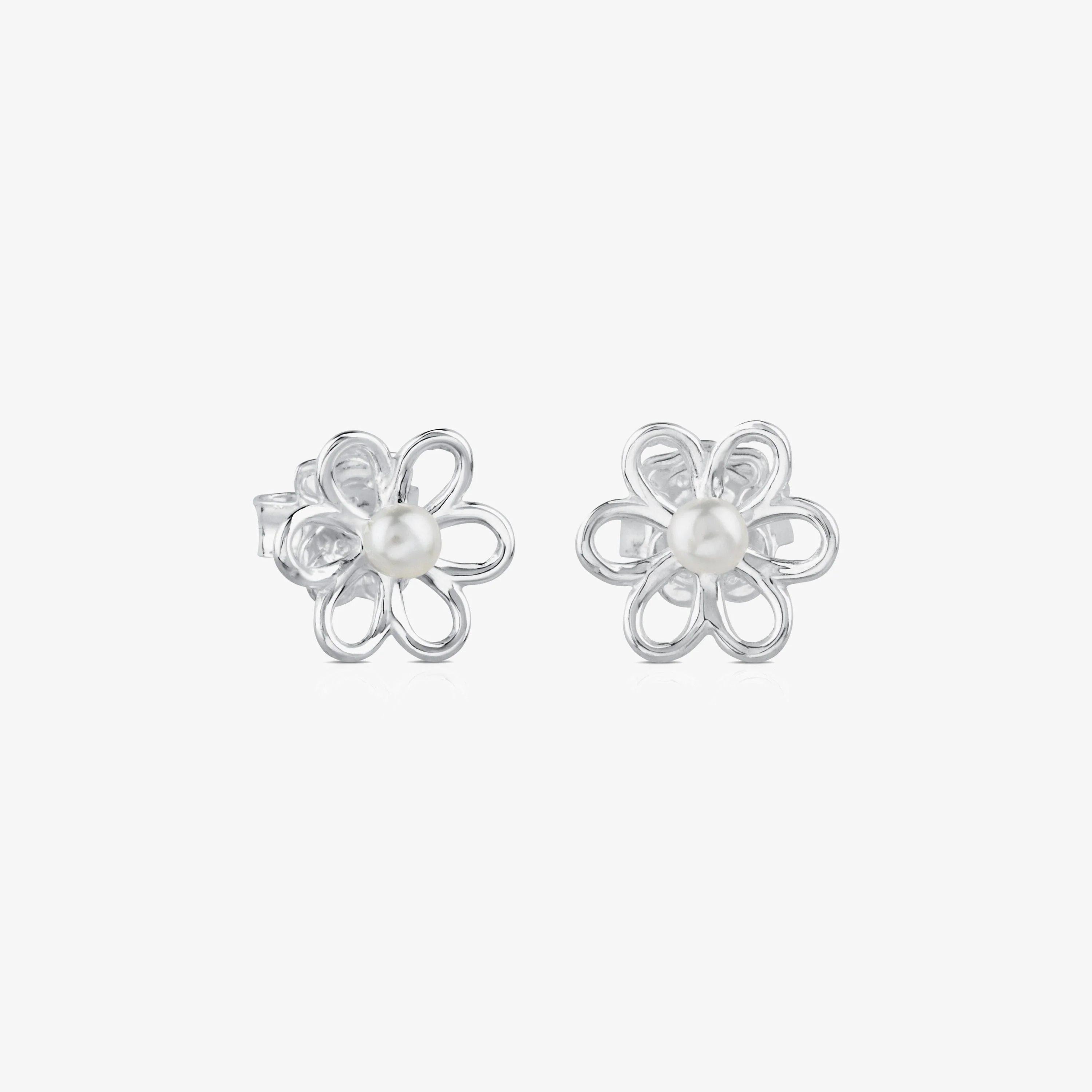 Silver and 0,35cm. pearls TOUS Maggie Earrings with Flower motif - 1