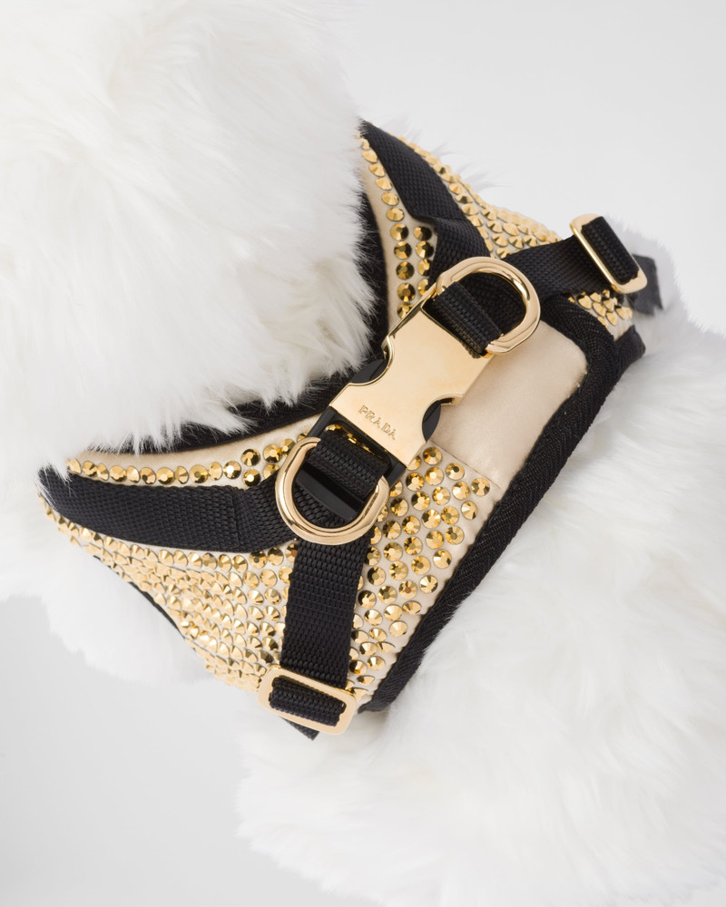 Crystal-studded satin dog harness 3
