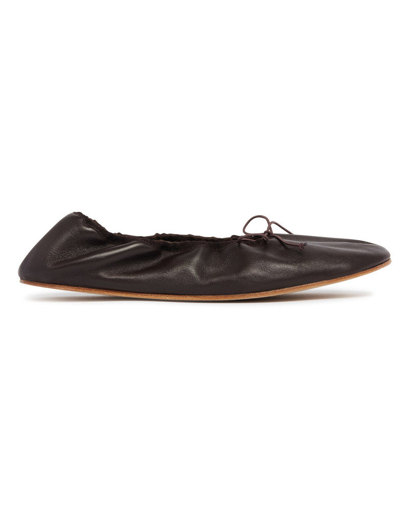 The Row Brown Rounded Leather Ballet Flats outlook