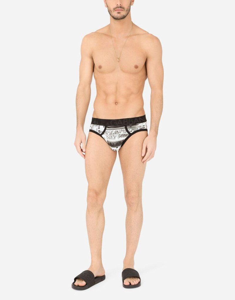 Dolce & Gabbana Two-way stretch cotton mid-rise briefs with logo print outlook